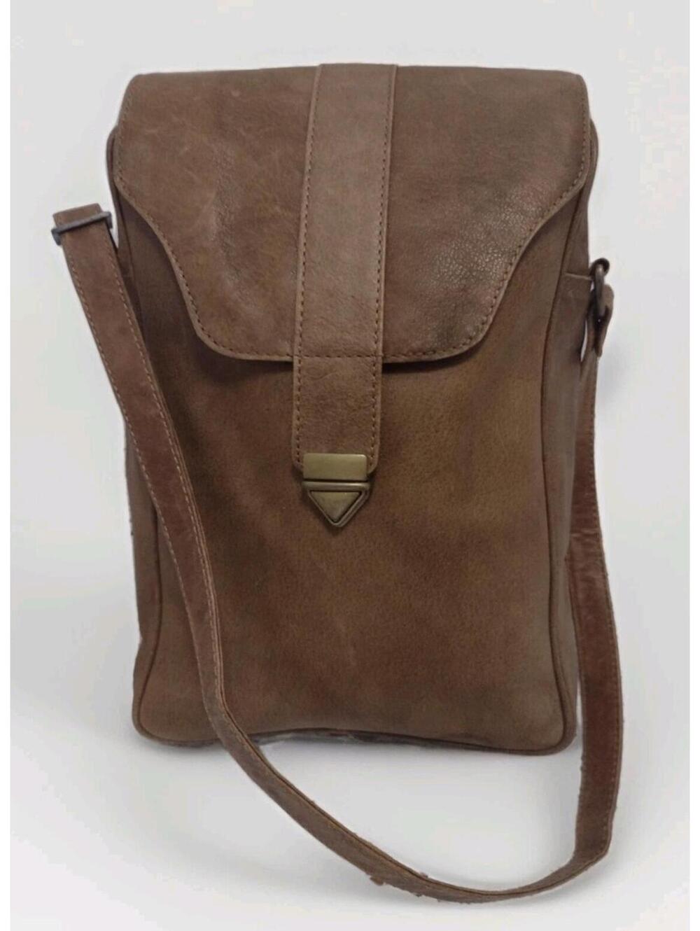 VTG Leather Document Satchel Bag Push Lock Adjustable Strap